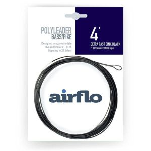 Airflo | Polyleader | Bass/Pike | 4′ | Extra Fast Sink Black | 7″ per second