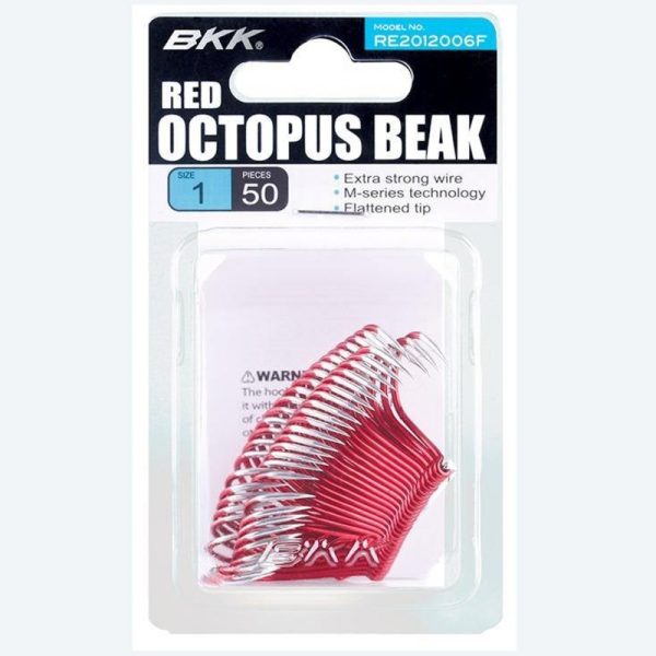 Bkk Red Octopus Beak Fishing Hook 25Pack