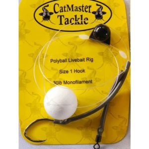 Catmaster Polyball Livebait Rig White Barbless 30lb Mono