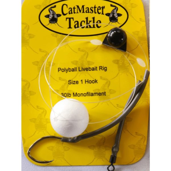 Catmaster Polyball Livebait Rig White Barbless 30lb Mono