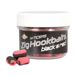 Dynamite N-Ticers Zig Hookbaits Black & Red 12 x 6mm