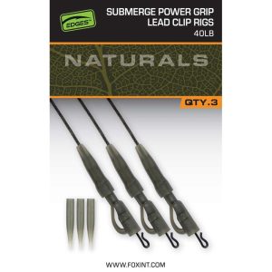 Fox Edges Naturals Submerge Power Grip Lead Clip Leaders – 40lb