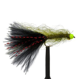 Hot Head Olive/Black Leech – Chartreuse