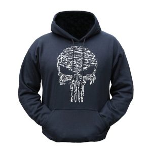 Kombat | Printed Hoodie | Skull/Guns| Black | Large