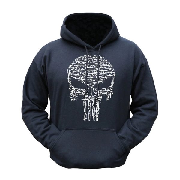 Kombat | Printed Hoodie | Skull/Guns| Black | Large