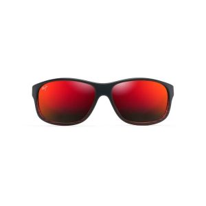 Maui Jim Kaiwi Channel Burgundy Stripe Hawaii Lava Superthin Glass