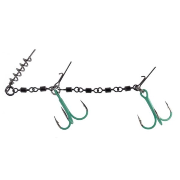 Mikado | Double Evo Stinger With Swivels Jaws | Fluo XL | 35kg | 2/0 | 1pce