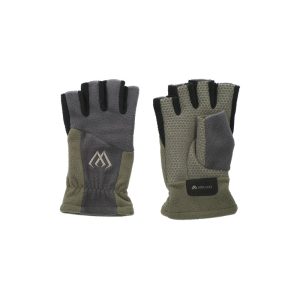 Mikado | Half Finger Polar Fleece Gloves | Gray/Green
