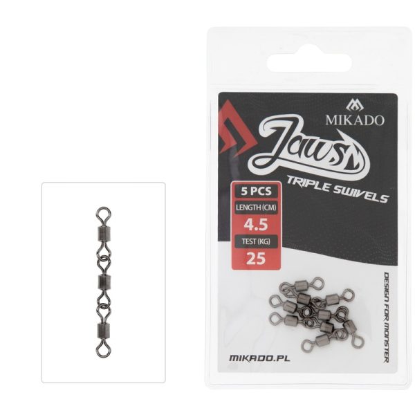 Mikado | Jaws Triple Swivels | 25kg | 4.5cm | 5pcs