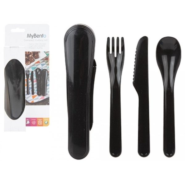 Mybento | 3 Piece Compact Cutlery Set Black