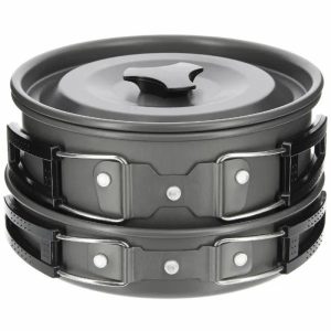 NGT Aluminium Outdoor Cook Set – 1.1 litre Kettle, Pot and Pan in Gun Metal