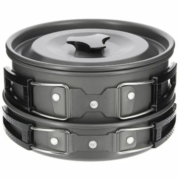NGT Aluminium Outdoor Cook Set – 1.1 litre Kettle, Pot and Pan in Gun Metal