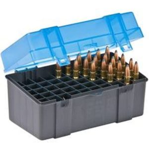 Plano | Ammo Box 50 Rounds Large Rifle Polymer Flip Top | Blue 123050