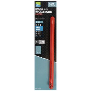 Preston Innovations Natural N-20 6″ / 15cm Hooklengths Barbed