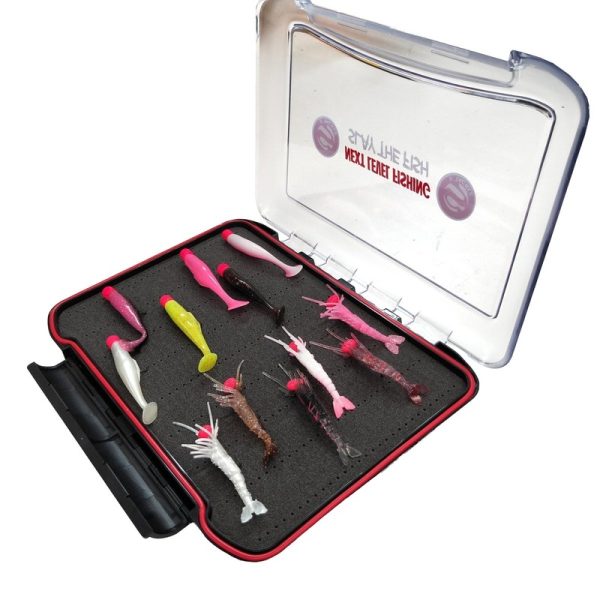 S Tackle Branded Red Tackle Box With Pre-Rigged Pts & Prawns