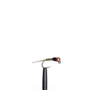 Tungsten Bead Perdigon Jig – Olive