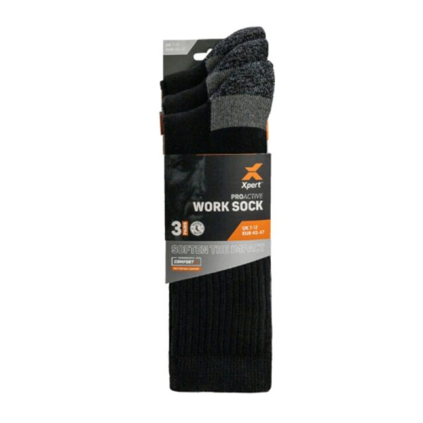Xpert | Pro Active Work Sock 3 Pack | Black