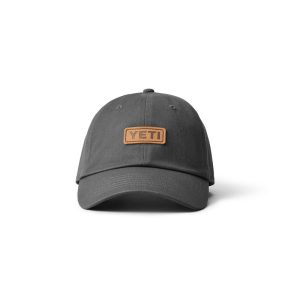 Yeti Leather Logo Badge Hat Dark Grey